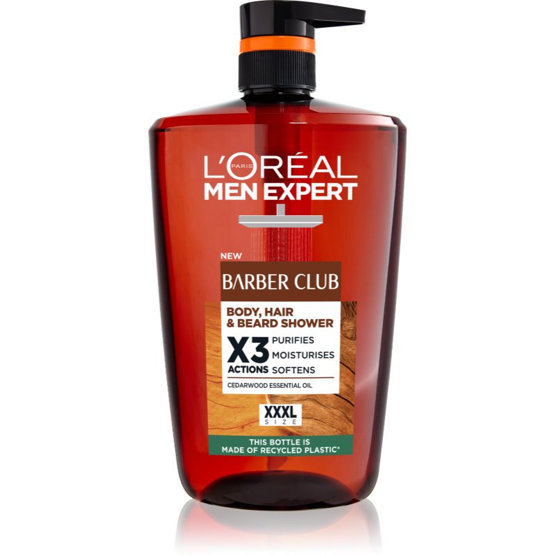 L’Oréal Paris Men Expert Barber Club Gel de duș pentru bărbați pentru păr, barbă și corp 1000 ml