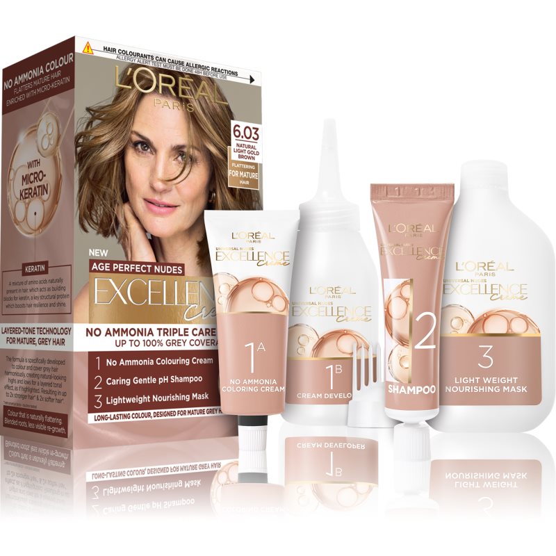 L’Oréal Paris Excellence Universal Nudes Culoare permanenta pentru par culoare 6.03 Natural Light Gold Brown 1 buc