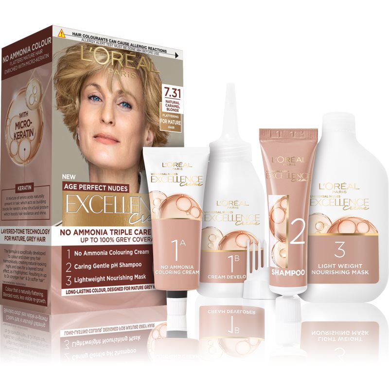 L’Oréal Paris Excellence Universal Nudes Culoare permanenta pentru par culoare 7.31 Natural Caramel Blonde 1 buc