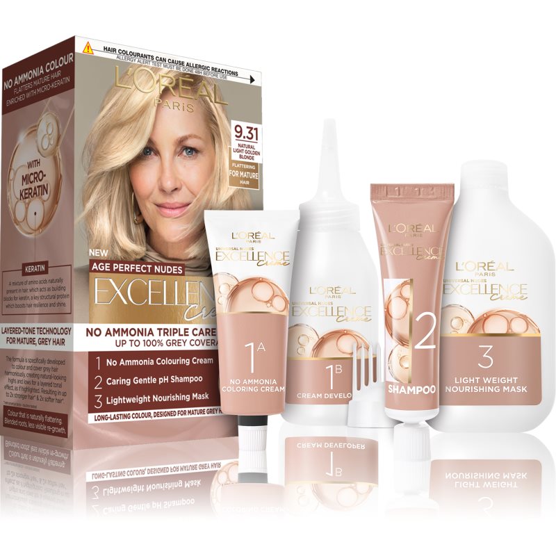 L’Oréal Paris Excellence Universal Nudes Culoare permanenta pentru par culoare 9.31 Natural Light Golden Blonde 1 buc