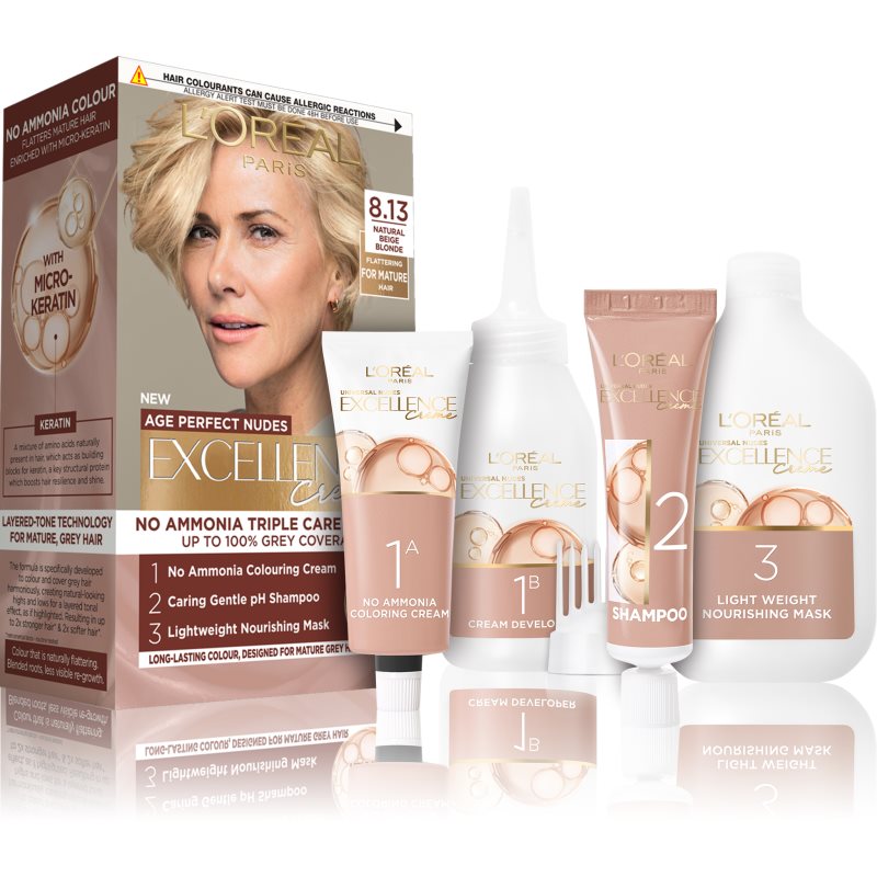 L’Oréal Paris Excellence Universal Nudes Culoare permanenta pentru par culoare 8.13 Natural Beige Blonde 1 buc