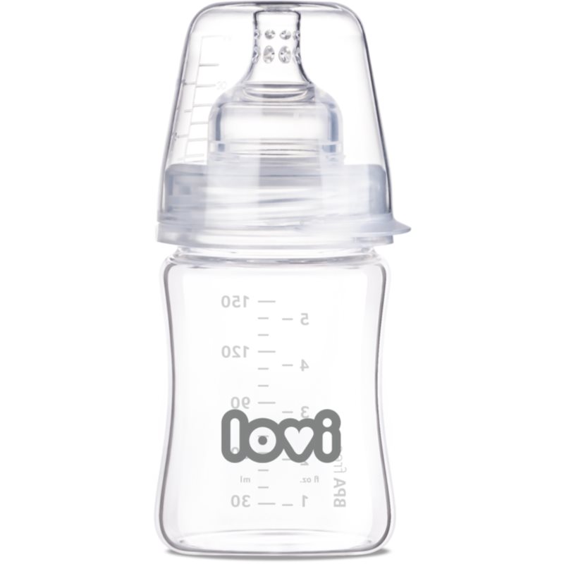 LOVI Glass biberon de sticlă 0m+ 150 ml