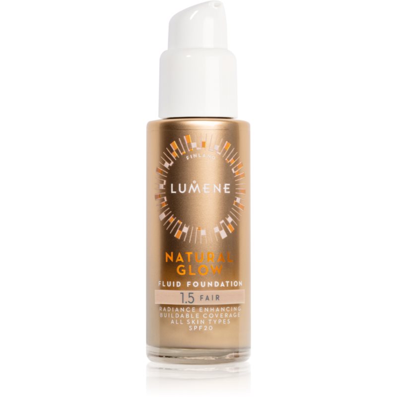 Lumene Natural Glow machiaj de stralucire pentru un look natural SPF 20 culoare 1.5 Fair (Warm) 30 ml