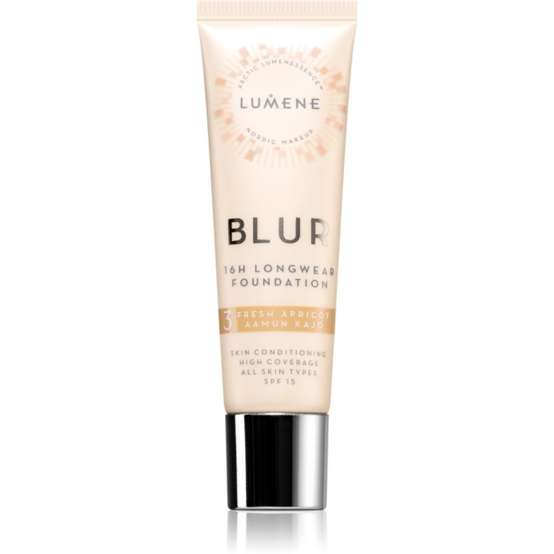 Lumene Blur 16h Longwear machiaj persistent SPF 15 culoare 3 Fresh Apricot 30 ml