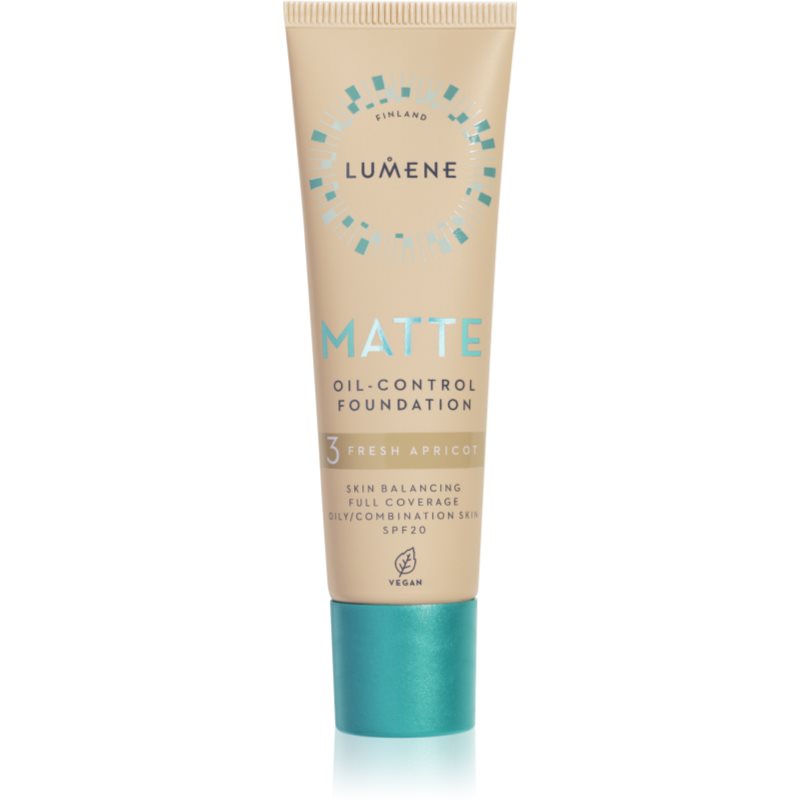 Lumene Matte Oil-Control machiaj cu efect matifiant SPF 20 culoare 3 Fresh Apricot 30 ml