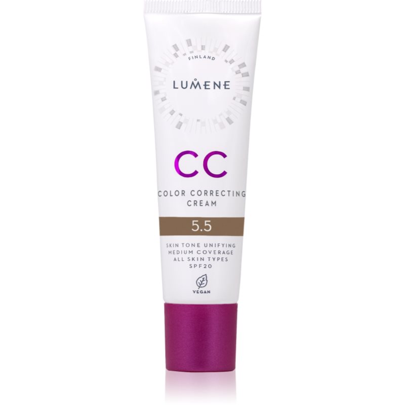 Lumene CC Color Correcting Cream Crema CC pentru un ten uniform SPF 20 culoare 5.5 (Cool) 30 ml
