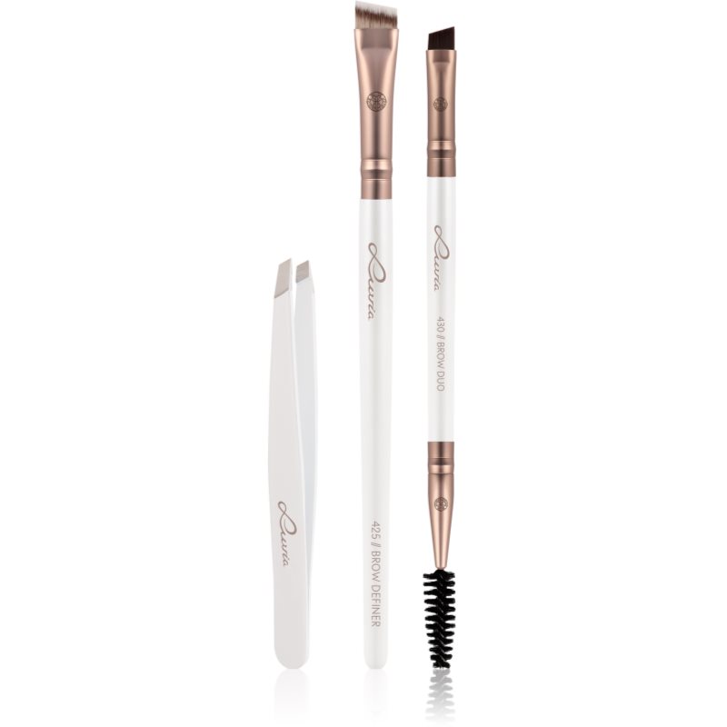 Luvia Cosmetics Prime Vegan Brow Kit set pentru aranjarea sprâncenelor Pearl White / Metallic Coffee Brown