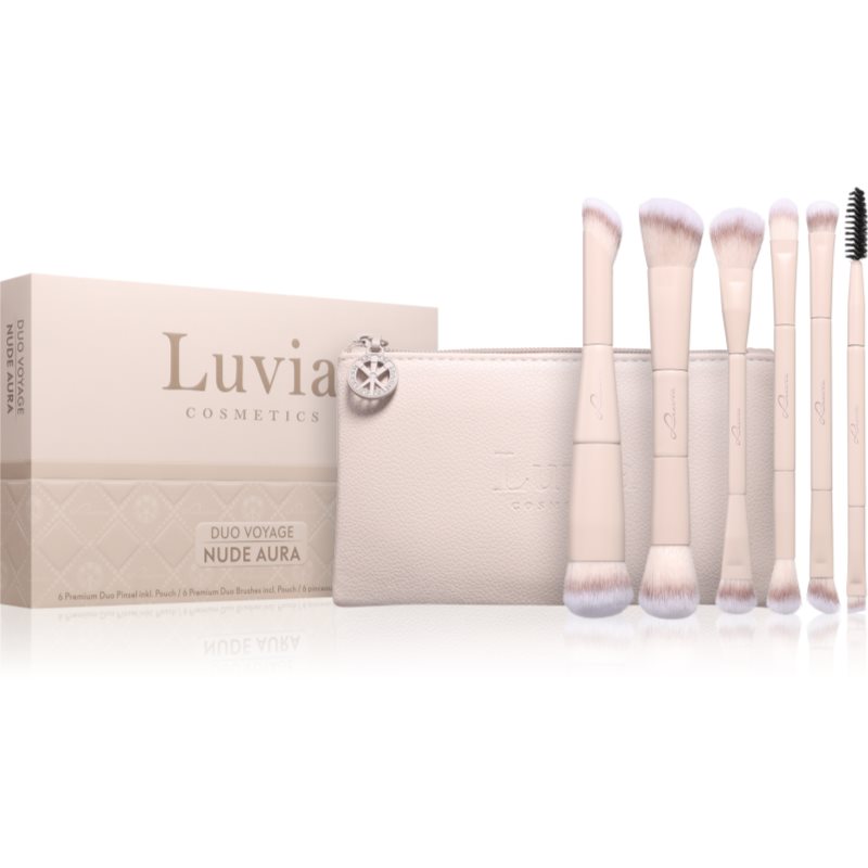 Luvia Cosmetics Duo Voyage set de pensule cu husă Nude Aura