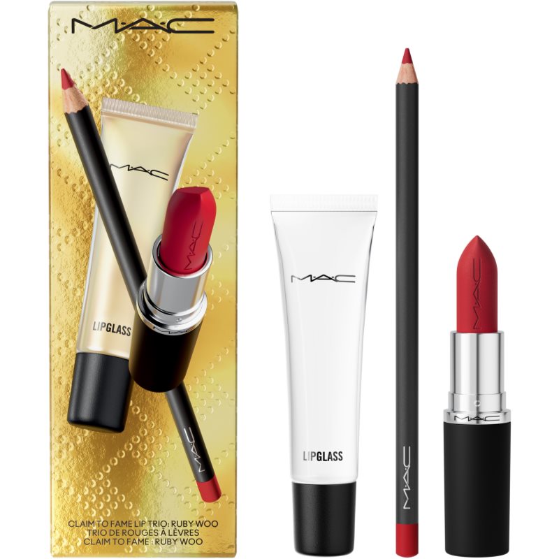 MAC Cosmetics Claim To Fame Lip Trio set cadou Ruby Woo (de buze) culoare