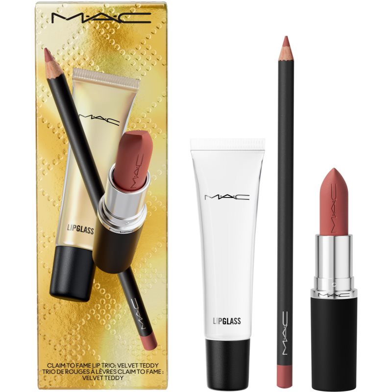 MAC Cosmetics Claim To Fame Lip Trio set cadou Velvet Teddy (de buze) culoare