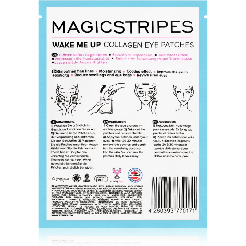 MAGICSTRIPES Wake Me Up Collagen Eye Patches Masca de colagen pentru ochi semne de oboseala 1 buc