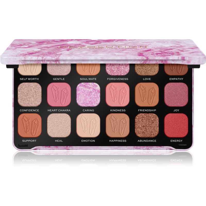 Makeup Revolution Crystal Aura Forever Flawless paletă cu farduri de ochi culoare Rose Quartz 19,8 g
