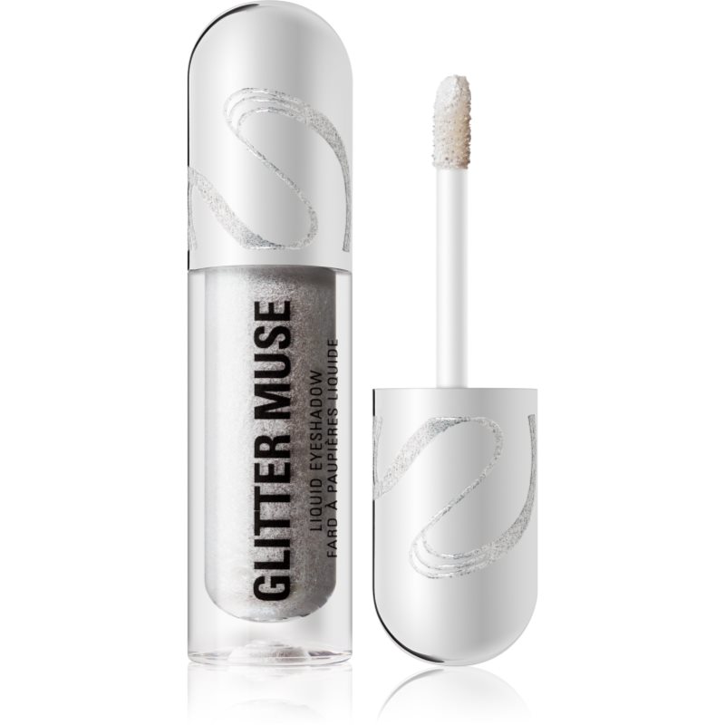 Makeup Revolution Metallic Muse Glitter Muse farduri de ochi lichide cu sclipici culoare Silver 3.5 ml