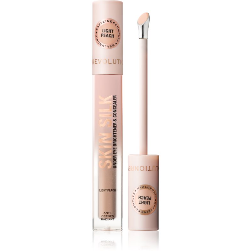 Makeup Revolution Skin Silk Under Eye Brightener & Concealer corector iluminator culoare Light Peach 4 ml