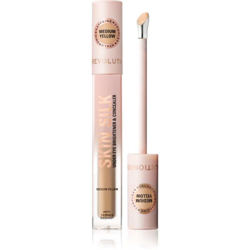 Makeup Revolution Skin Silk Under Eye Brightener & Concealer corector iluminator culoare Medium Yellow 4 ml