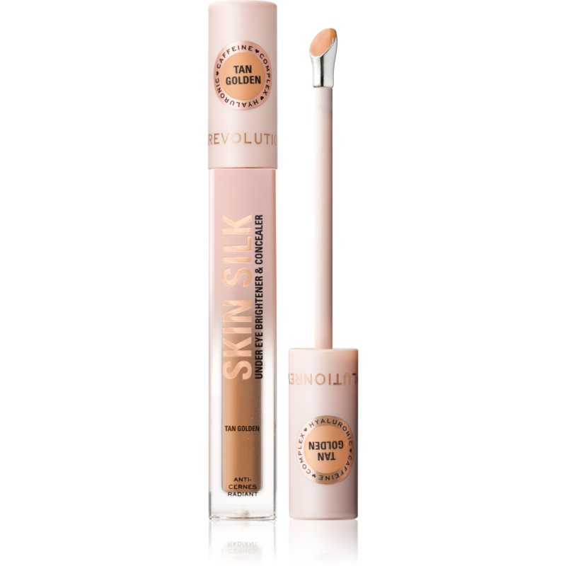 Makeup Revolution Skin Silk Under Eye Brightener & Concealer corector iluminator culoare Tan Golden 4 ml