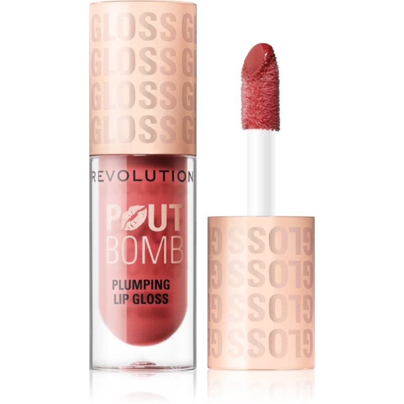 Makeup Revolution Pout Bomb lip gloss cu efect de crestere culoare Melba Warm Peach 4.6 ml