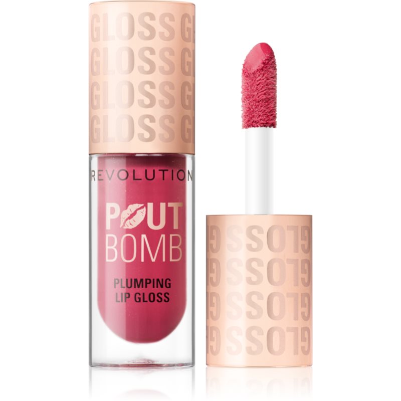 Makeup Revolution Pout Bomb lip gloss cu efect de crestere culoare Rosewood Rose Pink 4.6 ml