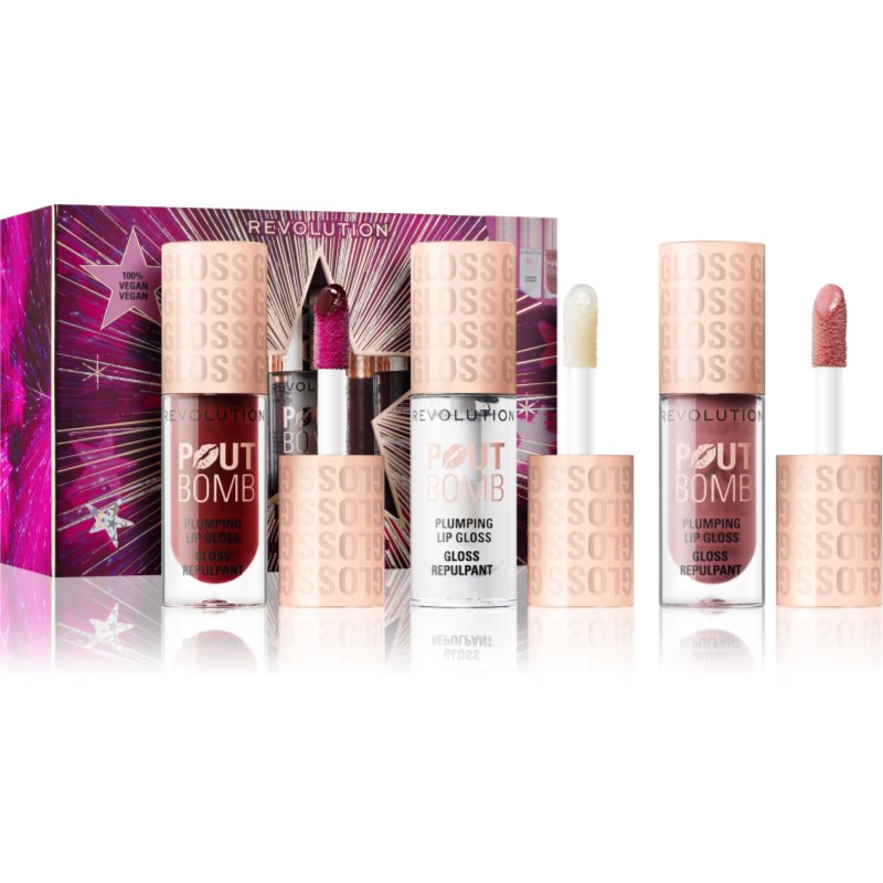 Makeup Revolution Xmas 2025 Pout Bomb set cadou de Crăciun de buze