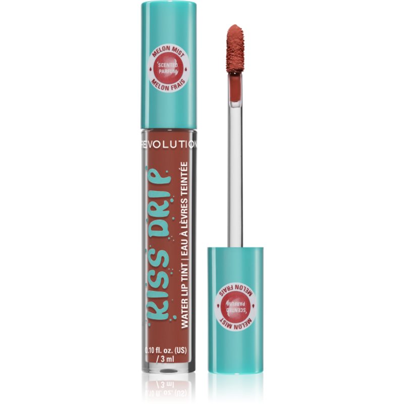 Revolution Kiss Drip Water Lip Tint luciu de buze rezistent culoare Melon Mist 4 ml