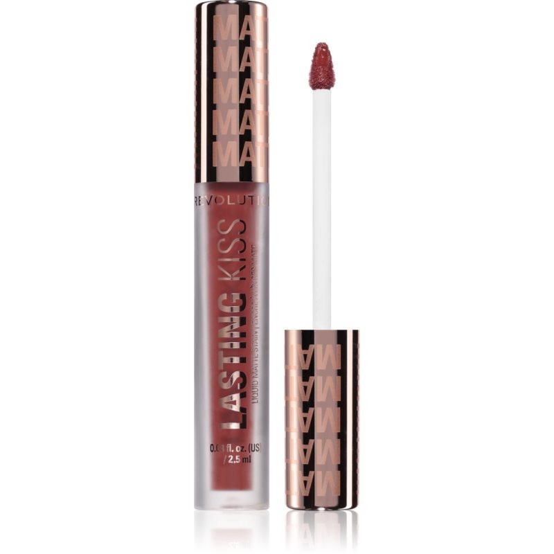 Revolution Lasting Kiss Liquid Matte Stain ruj lichid mat, cu textură lejeră culoare Plum Pink 2.5 ml
