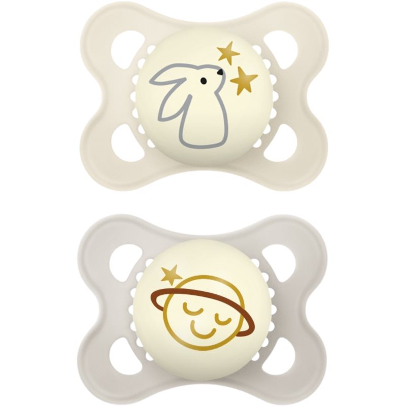 MAM Original Night 0m+ suzetă Beige/ Grey 2 buc