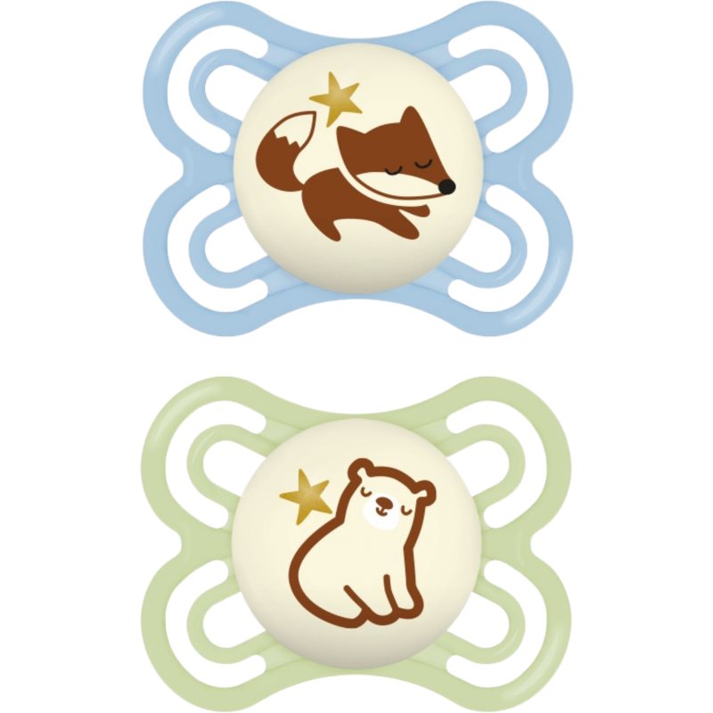 MAM Perfect Night 0+ months suzetă Blue/ Green 2 buc