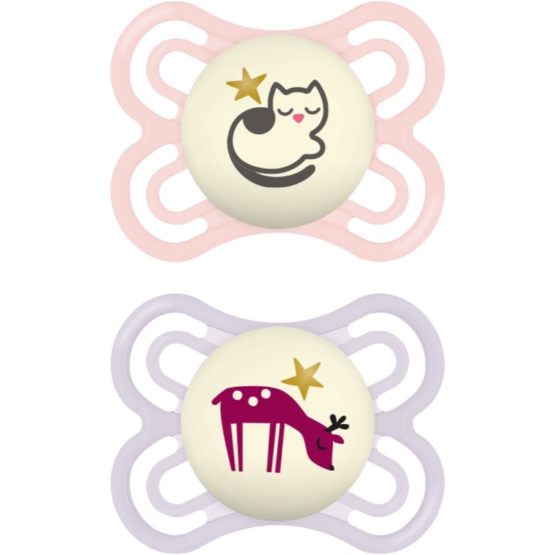 MAM Perfect Night 0+ months suzetă Pink/ Purple 2 buc