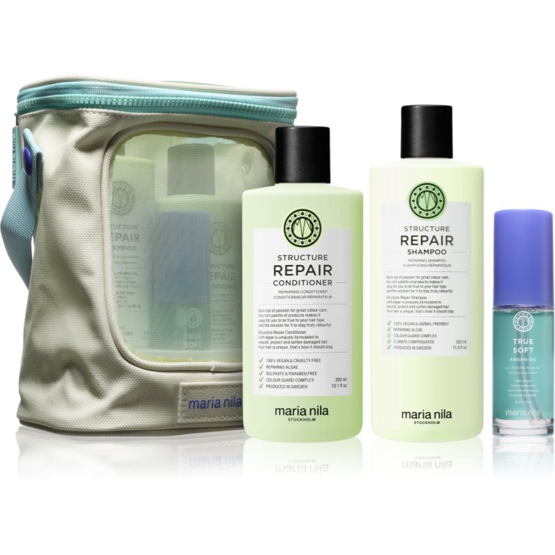 Maria Nila Structure Repair Beauty Bag set cadou pentru păr uscat și deteriorat