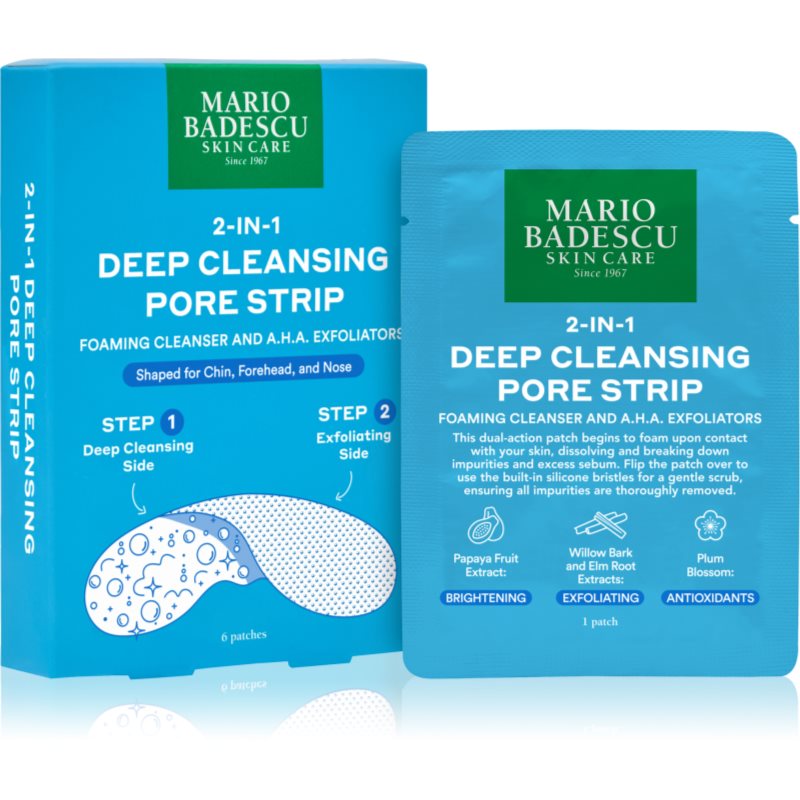 Mario Badescu 2-in-1 Deep Cleansing Pore Strip plasturi pentru piele problematică 2 in 1 6 buc Mario Badescu 2-in-1 Deep Cleansing Pore Strip plasturi pentru piele problematică 2 in 1 6 buc
