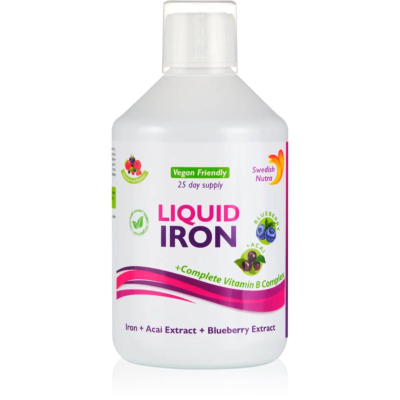 Swedish Nutra Liquid Iron băutură cu conținut de fier aroma Wild Berry 500 ml