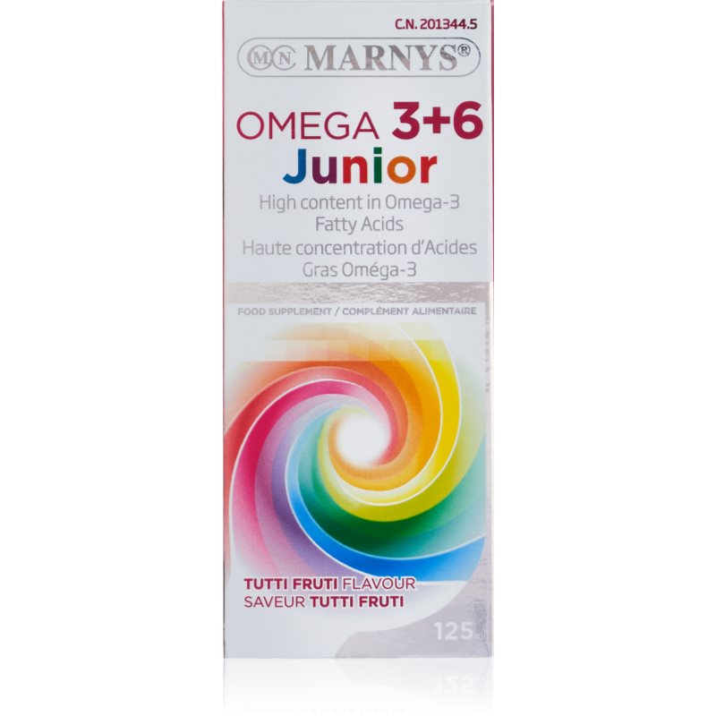 Marnys Omega 3+6 Junior sirop pentru funcționarea normală a inimii și a creierului pentru copii Tutti FrutI 125 ml