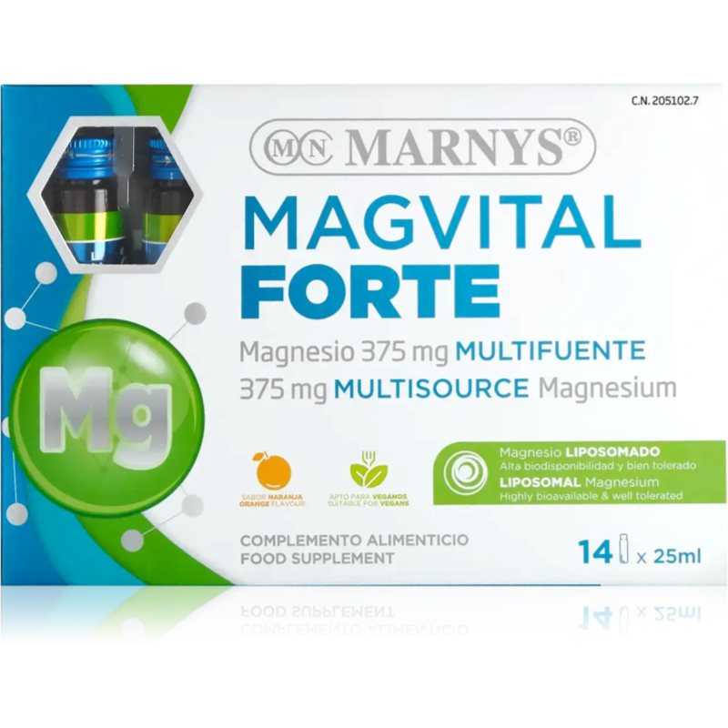 Marnys Magvital Forte fiole pentru suplimentarea eficientă a aportului de magneziu 14 buc