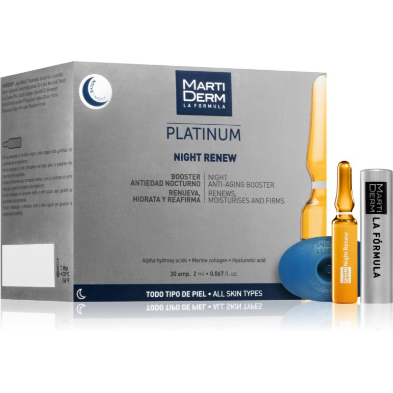 MartiDerm Platinum Night Renew serum cu efect exfoliant in fiole 30x2 ml