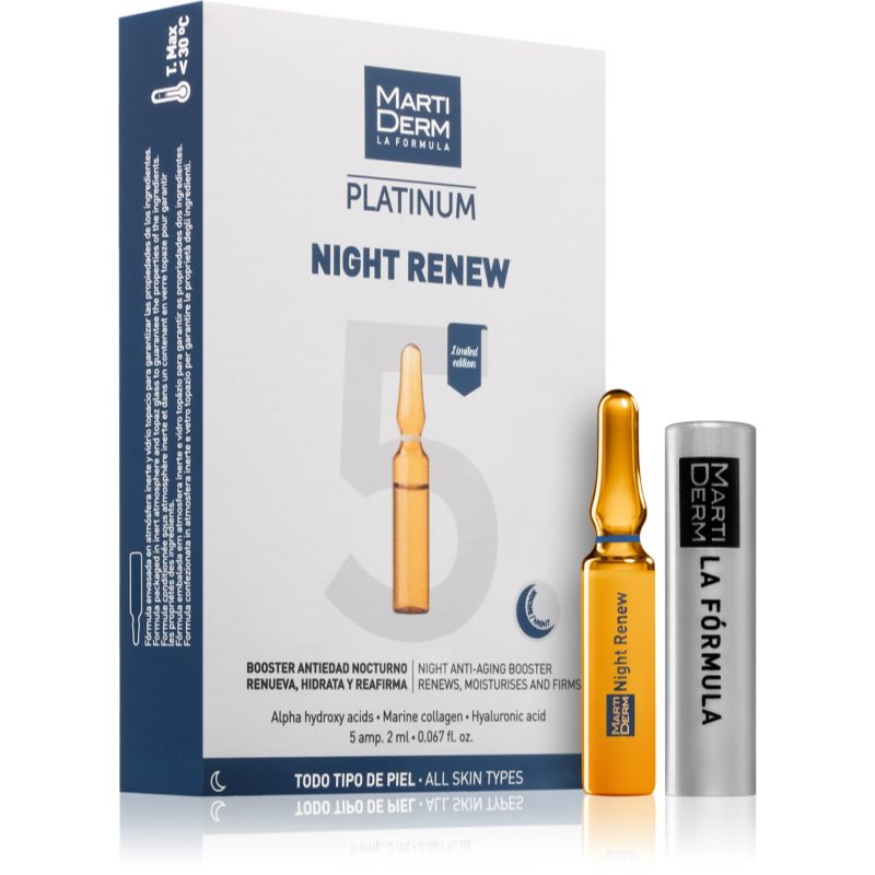 MartiDerm Platinum Night Renew ser intensiv pentru stimularea secreției de colagen 5x2 ml