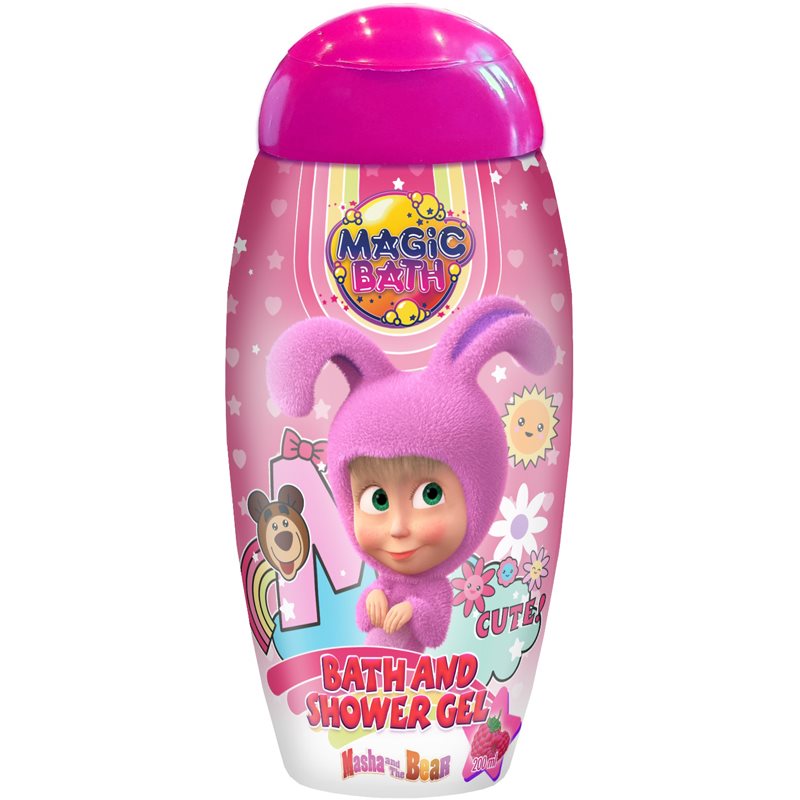 Masha & The Bear Magic Bath Bath & Shower Gel gel de dus si baie pentru copii Raspberry 200 ml