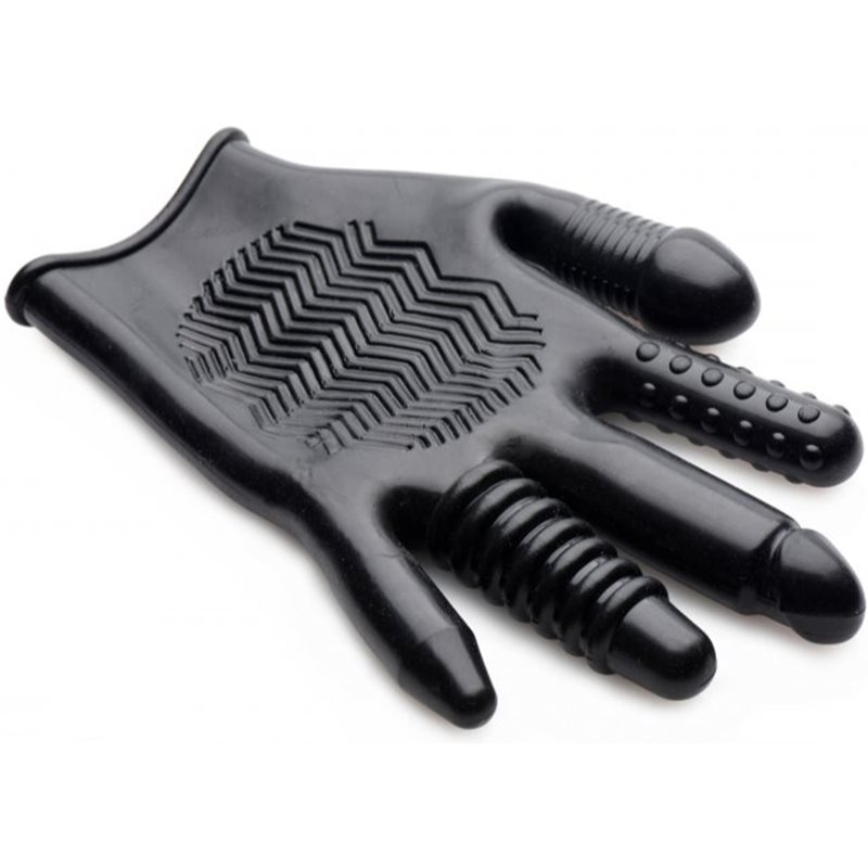 Master Series Pleasure Poker Anal Glove mănuși de stimulare black 1 buc