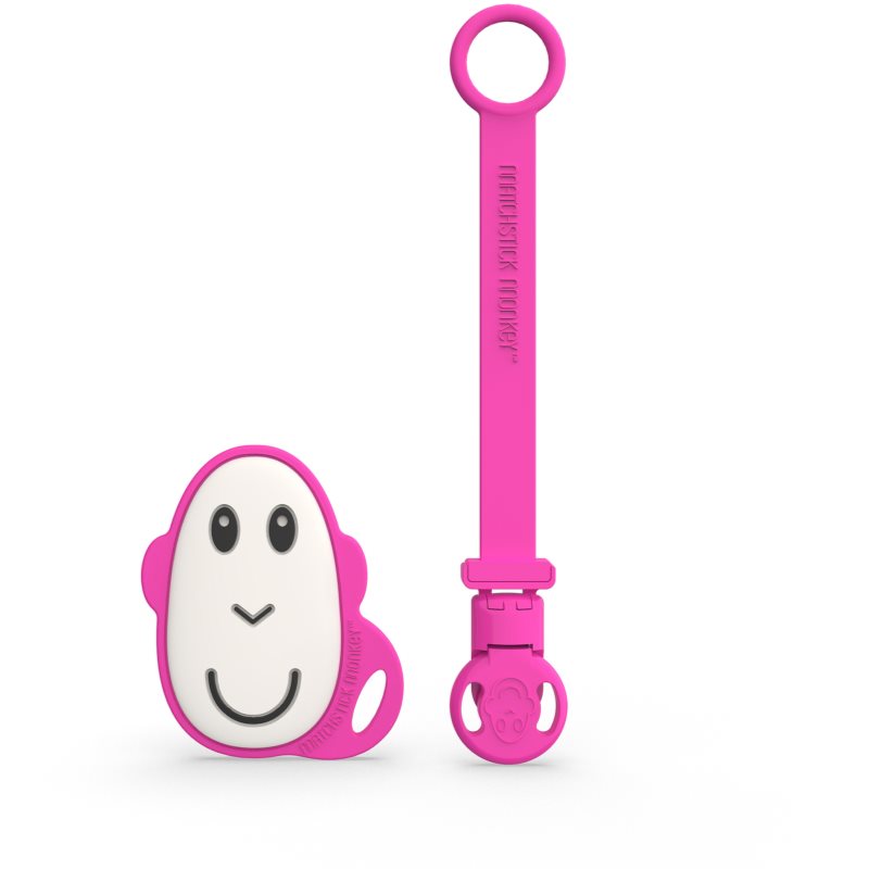 Matchstick Monkey Flat Face Teether & Soother Clip set cadou Pink (pentru copii)