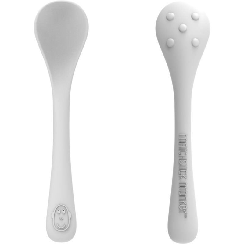 Matchstick Monkey Feeding Spoons linguriță pentru copii Cool Grey 2 buc