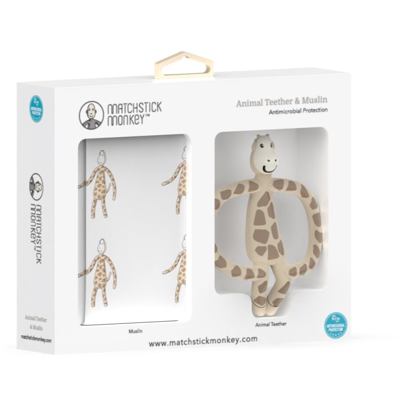 Matchstick Monkey Animal Teether & Muslin Giraffe set cadou pentru copii