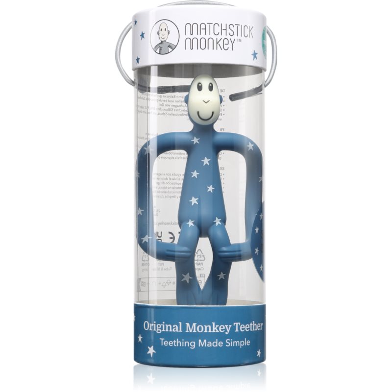Matchstick Monkey Teething Toy and Gel Applicator jucărie pentru dentiție perie 2 in 1 Stars Blue 1 buc