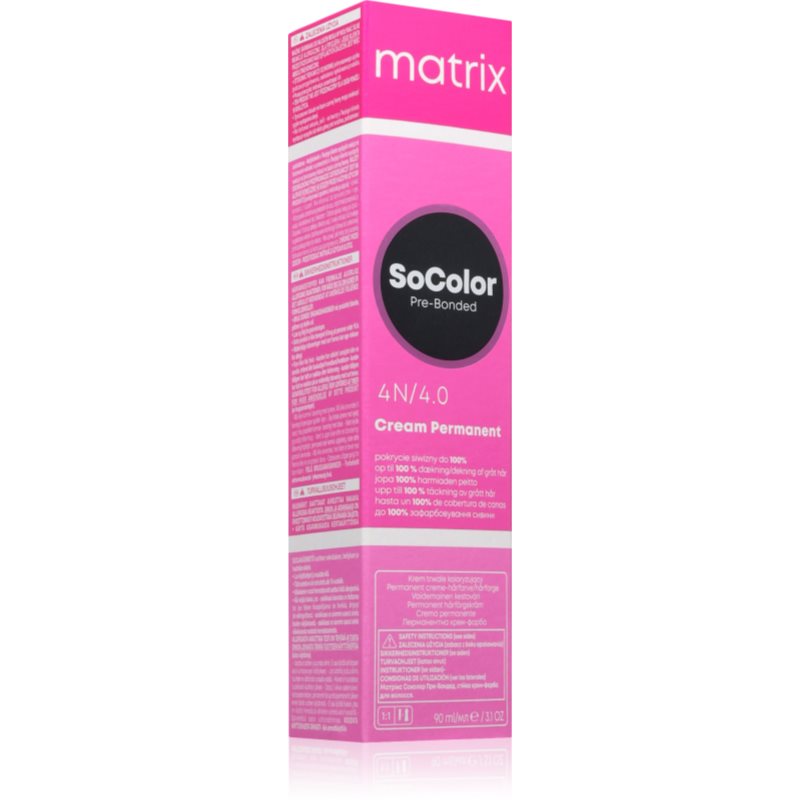 Matrix SoColor Pre-Bonded Culoare permanenta pentru par pentru acoperirea firelor albe culoare 4N 90 ml