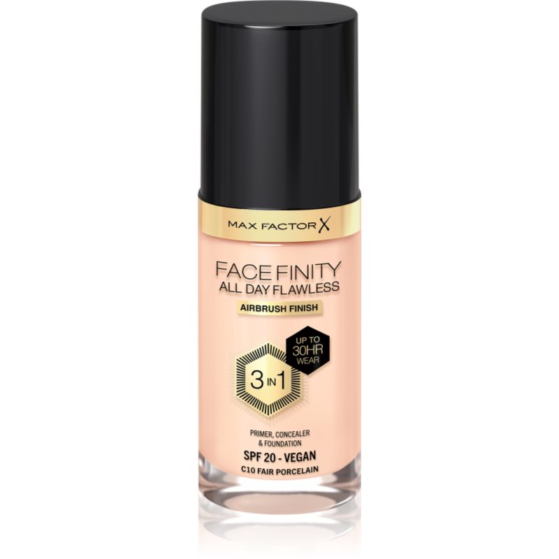 Max Factor Facefinity All Day Flawless machiaj persistent SPF 20 culoare 10 Fair Porcelain 30 ml