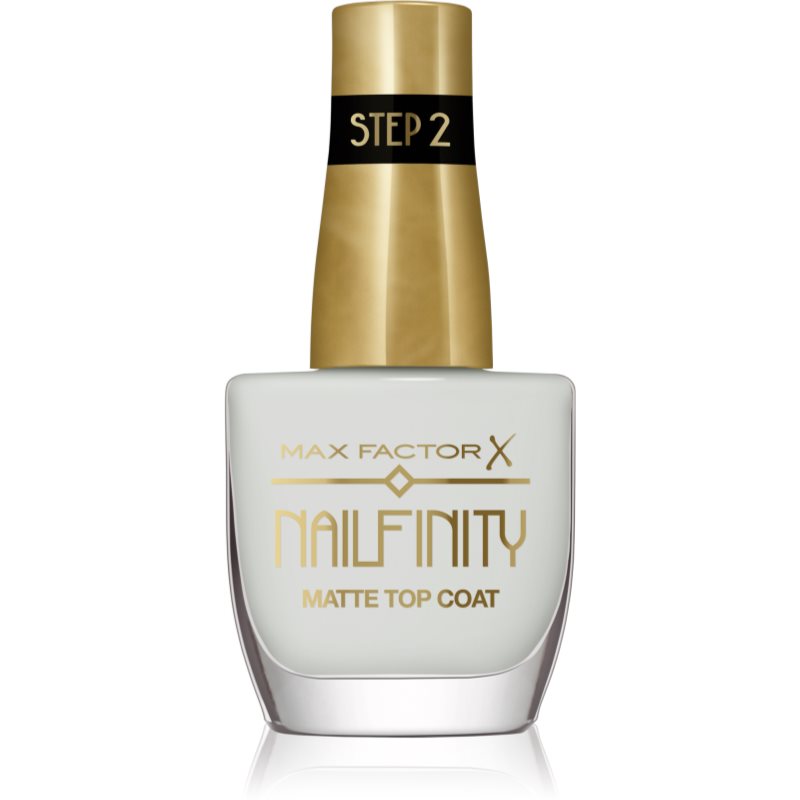 Max Factor Nailfinity Matte Top Coat lac gel de unghii pentru acoperirea superioară cu efect matifiant culoare 101 Velvet Curtain 12 ml