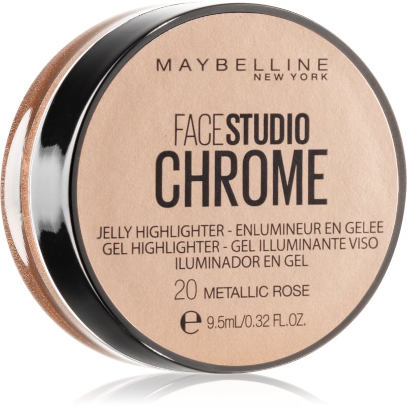 Maybelline Face Studio Chrome Jelly Highlighter iluminator din gel culoare 20 Metallic Rose 9.5 ml