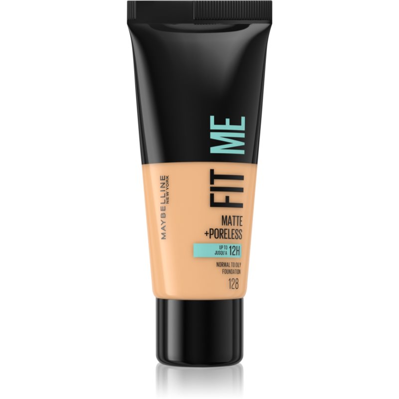 MAYBELLINE NEW YORK Fit Me! Matte+Poreless machiaj mat pentru piele normală și grasă culoare 128 Warm Nude 30 ml