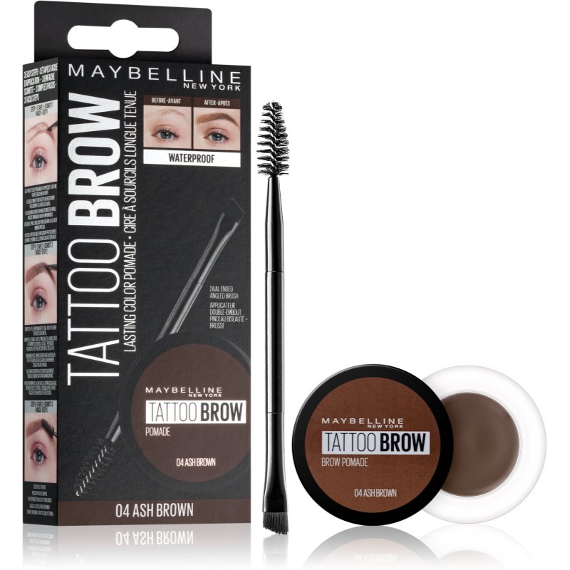 Maybelline Tattoo Brow pomadă din gel pentru sprâncene culoare 04 Ash Brown 3,5 ml