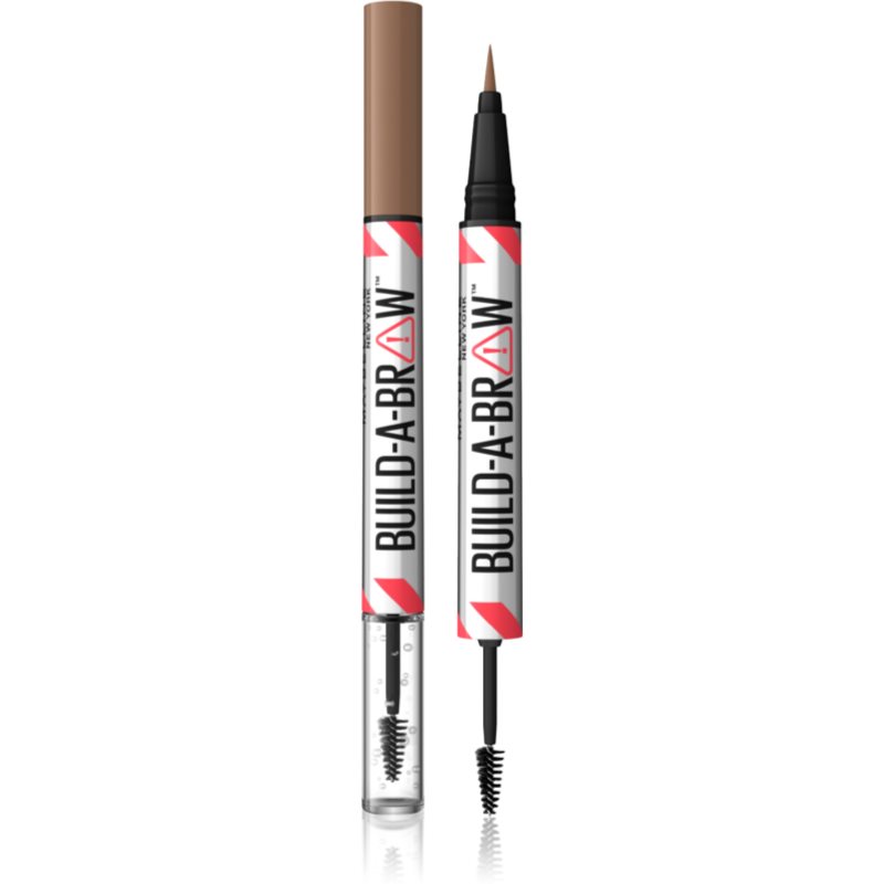 MAYBELLINE NEW YORK Build-A-Brow creion dermatograf cu două capete pentru sprâncene pentru fixare și formă culoare 255 Soft Brown 1 buc