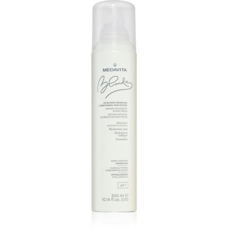 Medavita Blondie Ice Blonde Enhancing Conditioning Hair Mousse Spumă cu două faze pentru par blond 300 ml