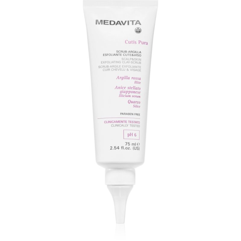 Medavita Cutis Pura Exfoliating Clay-Scrub exfoliant de curățare pentru față și scalp 75 ml